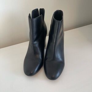 Aldo Black Leather Booties 3” Block Heel Size 8